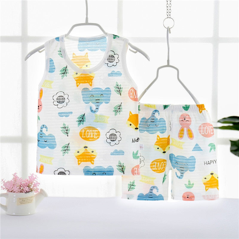 Summer Clothes Shorts Sets Suit For Kids Girls Boys Clothing Outfits T-Shirts Baby Toddler Clothes Children Pajama Home Wear