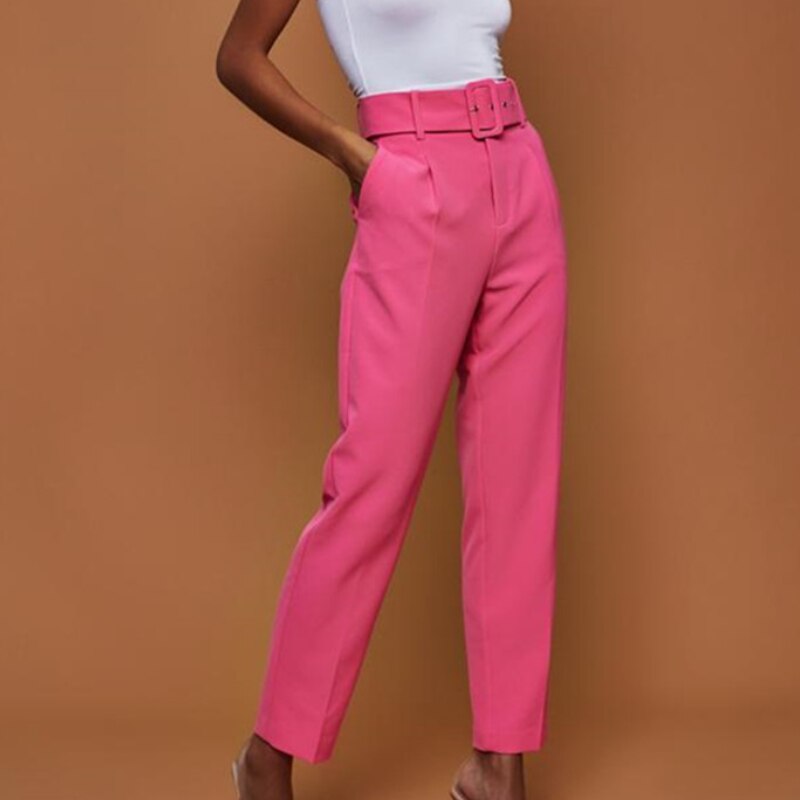 High Waist Pants For Women 2022 Summer Slim Overalls Pencil Pants Female Belt Solid Office Ladies Trousers Pantalones De Mujer