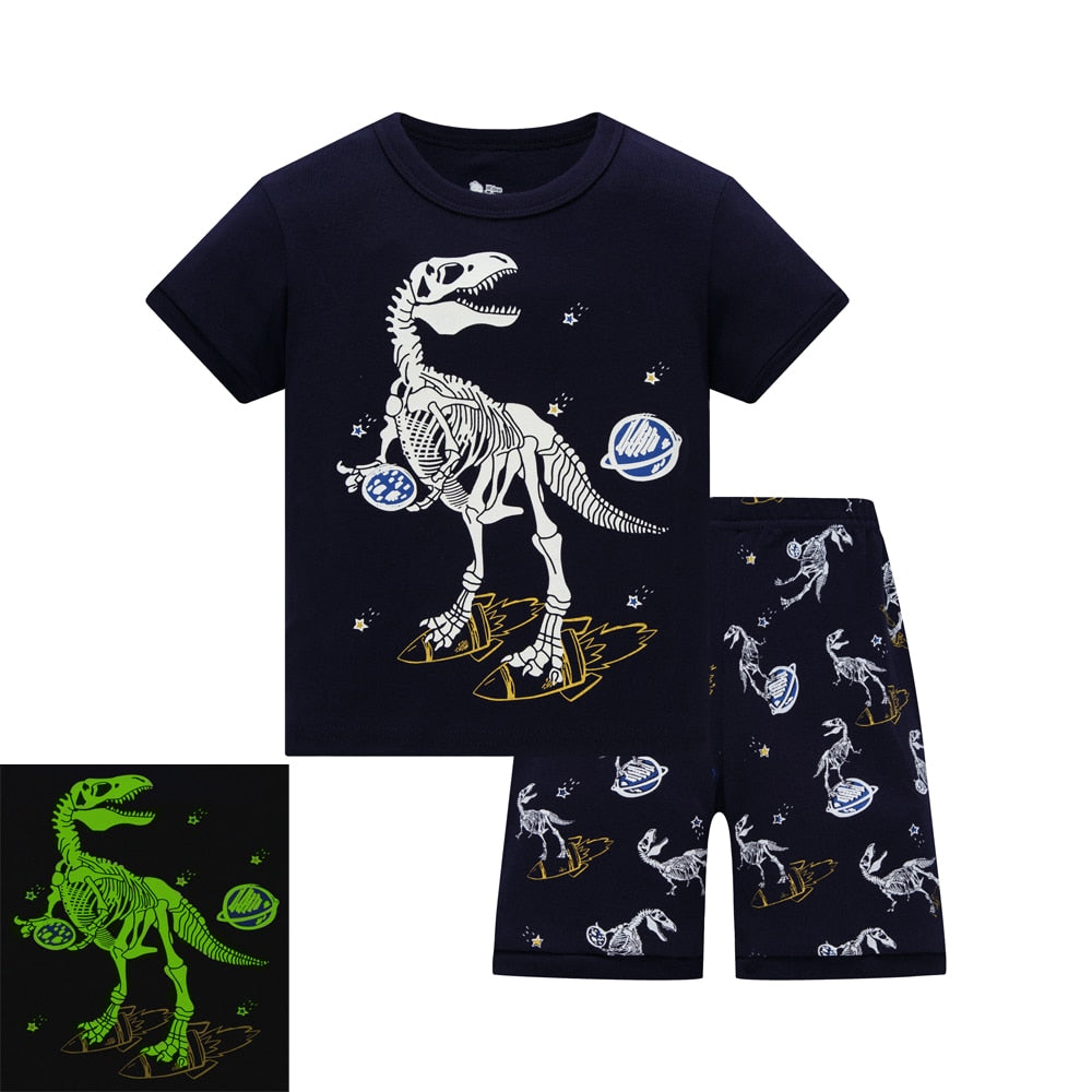 Kids Pajamas Set Summer Children Short Sleeve Sleepwear Rocket Boys Cartoon Pyjamas Clothing Nightwears Set