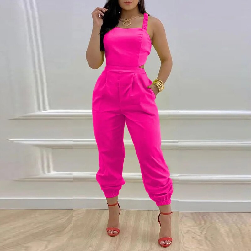 Retro Pattern Print Office Women Jumpsuits Summer Sexy Criss-cross Bow Party Romper Summer Sleeveless Pockets Suspender Overalls