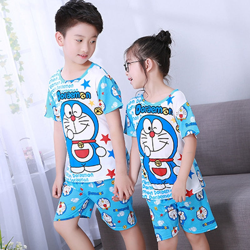 2021 Children Pajamas Set Kids Baby Girl Boys Cartoon Casual Clothing Costume Short Sleeve Children Sleepwear Pajamas Sets