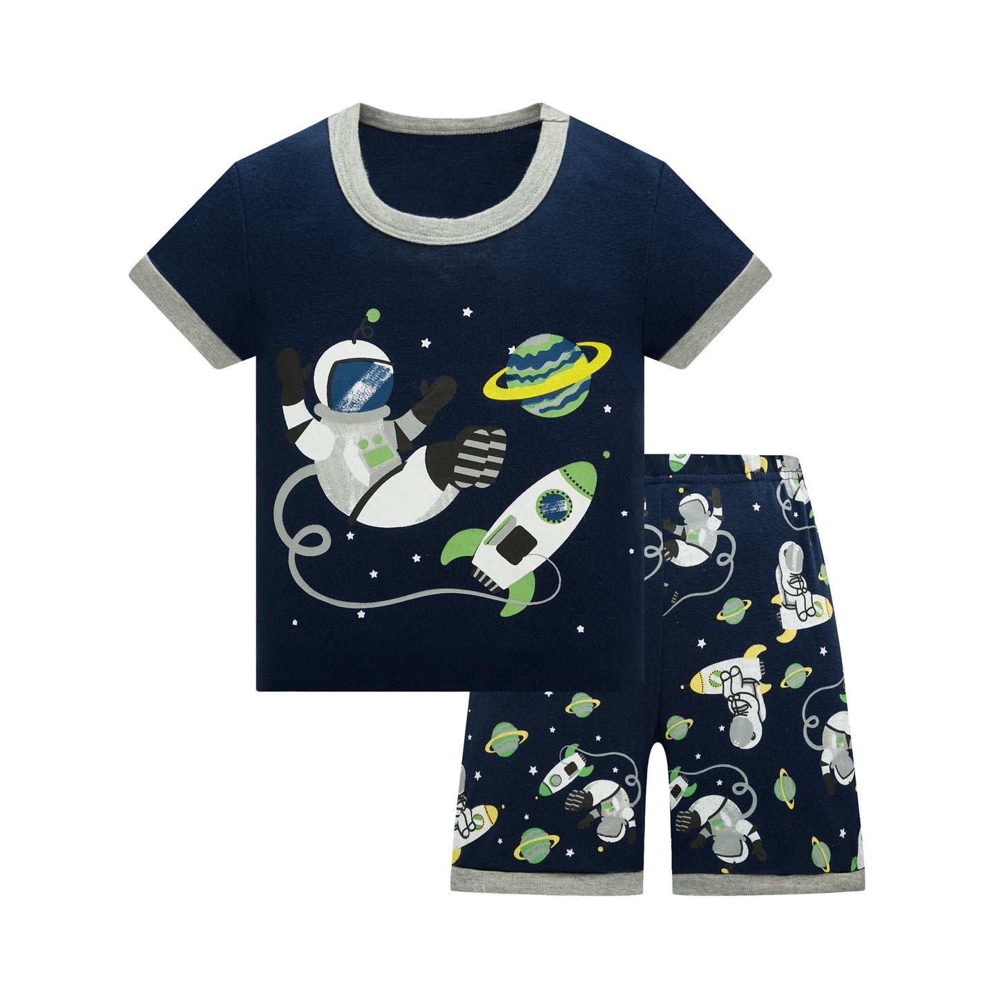 Kids Pajamas Set Summer Children Short Sleeve Sleepwear Rocket Boys Cartoon Pyjamas Clothing Nightwears Set