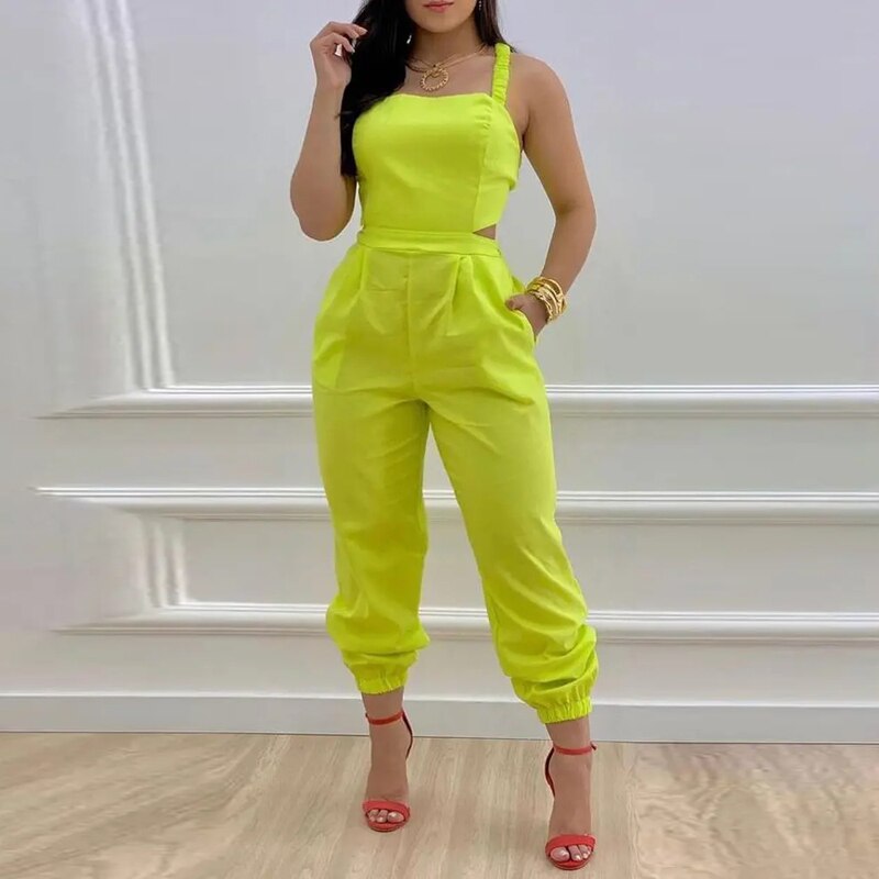 Retro Pattern Print Office Women Jumpsuits Summer Sexy Criss-cross Bow Party Romper Summer Sleeveless Pockets Suspender Overalls