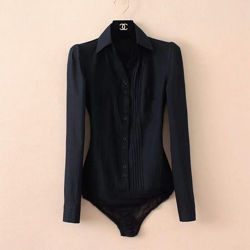 2022 New Elegant Bodysuits For Women Office White Blouses Long Sleeved Shirt Spring Fashion Casual Solid Tops Female Clothing