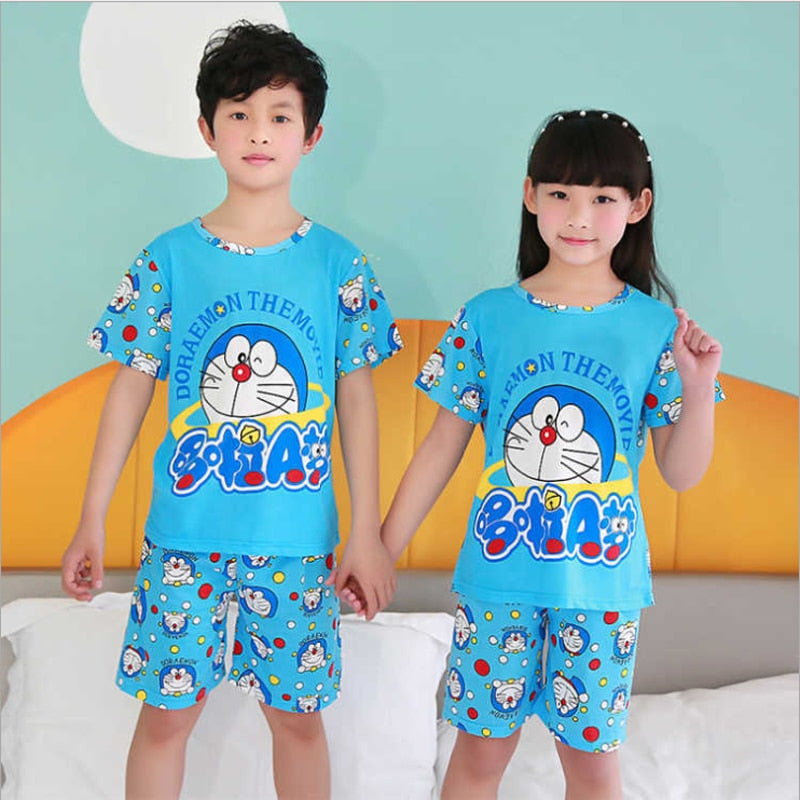 2021 Children Pajamas Set Kids Baby Girl Boys Cartoon Casual Clothing Costume Short Sleeve Children Sleepwear Pajamas Sets