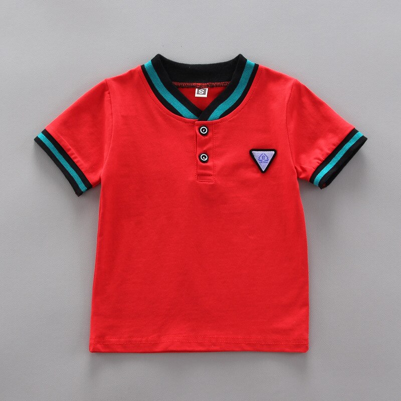 2022 New Boy Summer Cotton Short-sleeved Suit Fashion Simple Baby Polo Shirt