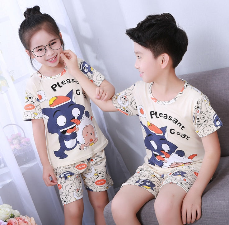 2021 Children Pajamas Set Kids Baby Girl Boys Cartoon Casual Clothing Costume Short Sleeve Children Sleepwear Pajamas Sets