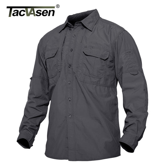 TACVASEN Men&#39;s Tactical Shirts Summer Lightweight Quick Drying Shirts Army Military Shirts Long Sleeve Outdoor Work Cargo Shirts