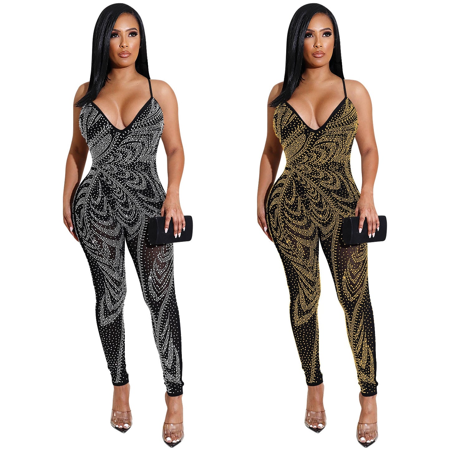 Cutubly Elegant Glossy Women Jumpsuits And Rompers Solid Sexy Jumpsuits Fashion Belt Spaghetti Strap Jumpsuits Club Wear