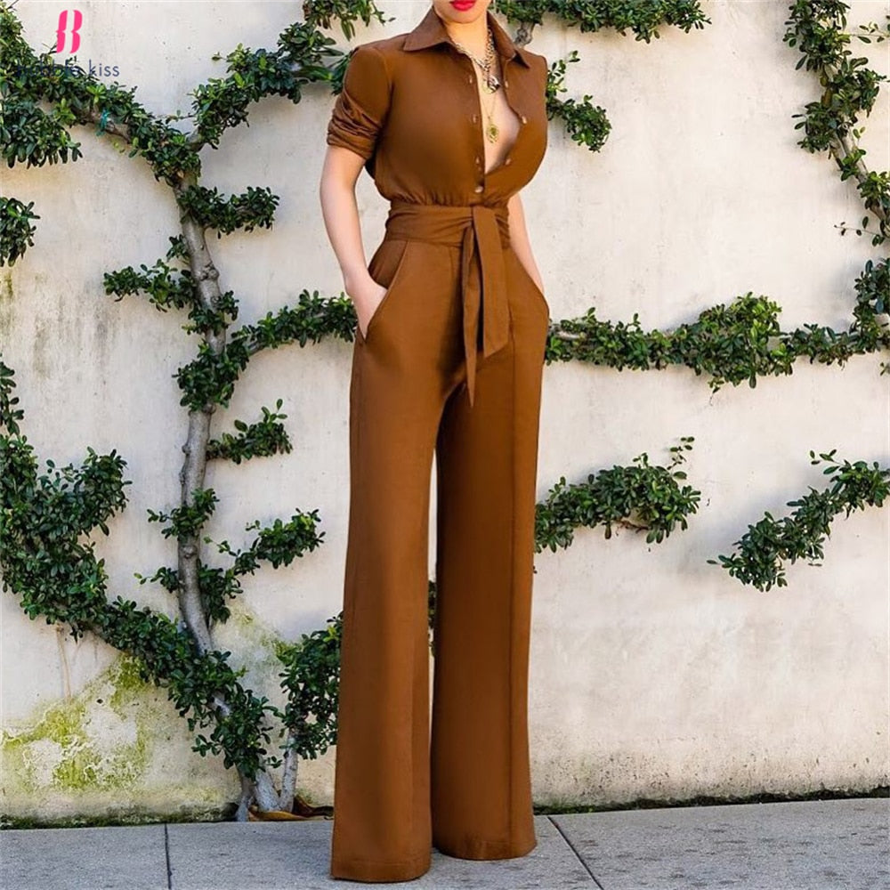 BubbleKiss Summer Fashion Jumpsuits Women Elegance Overalls Jumpsuit Femme Bodysuit Solid Short Sleeve Art Print Office Lady