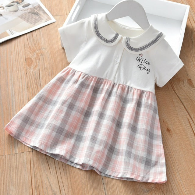 Unicon Children Dress Spring Summer Turn-Down Collar Kids Clothes Fashion toddler Baby Girls Clothing Summer Dress Girl