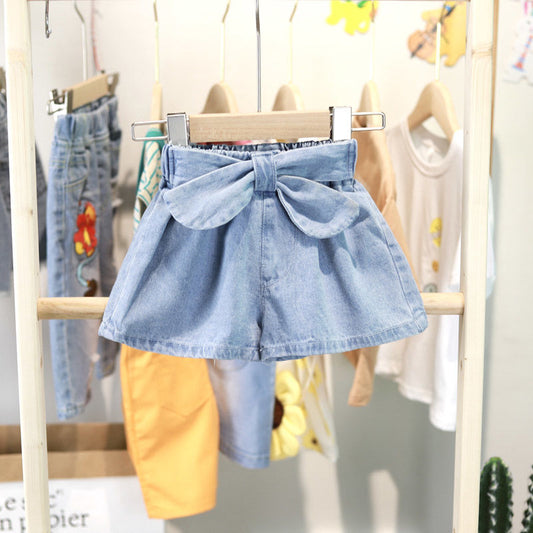 VIDMID New summer denim shorts girls summer all-match hot pants western style skirts bow P160