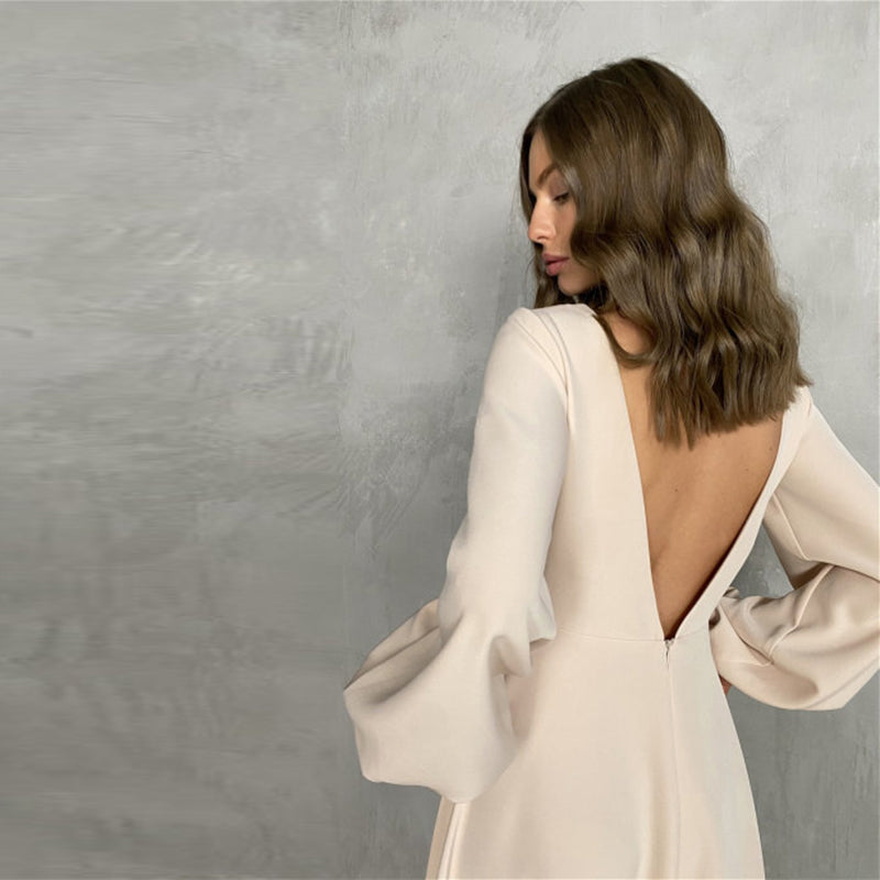 A-Line Backless Midi Dress - aeronna-clothing