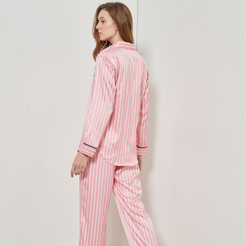 Satin Silk Striped Loungewear - aeronna-clothing