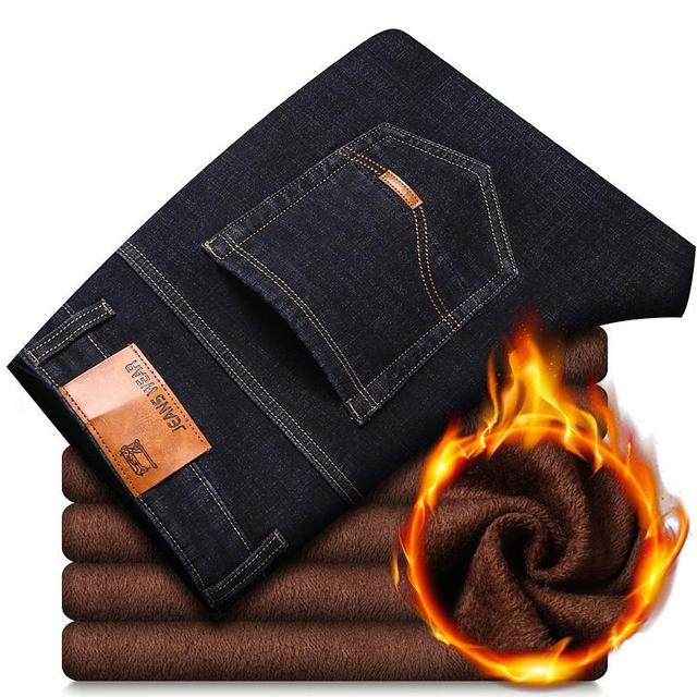 Warm Fleece Men Jeans - aeronna-clothing