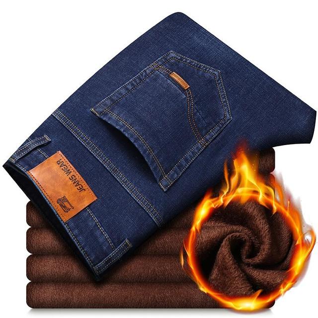 Warm Fleece Men Jeans - aeronna-clothing