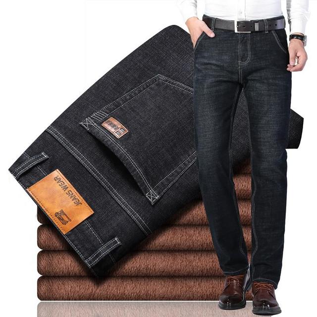 Warm Fleece Men Jeans - aeronna-clothing