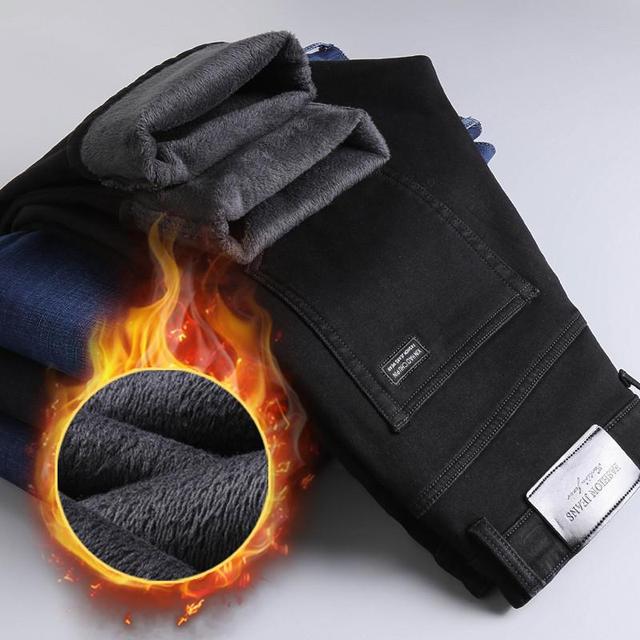 Warm Fleece Men Jeans - aeronna-clothing