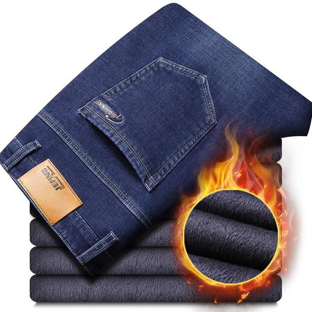 Warm Fleece Men Jeans - aeronna-clothing